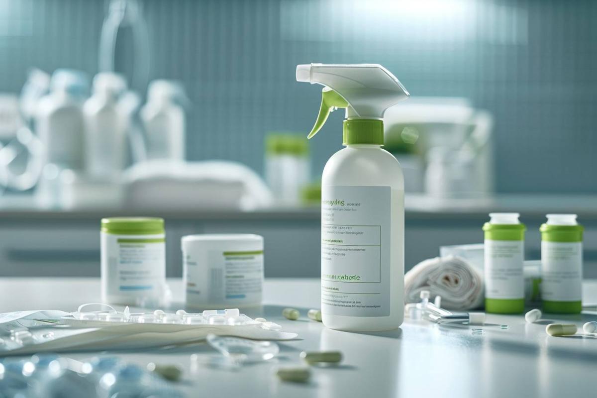 Le produit pour enlever la colle des pansements sur la peau (Le spray anti-adhésif stérile)