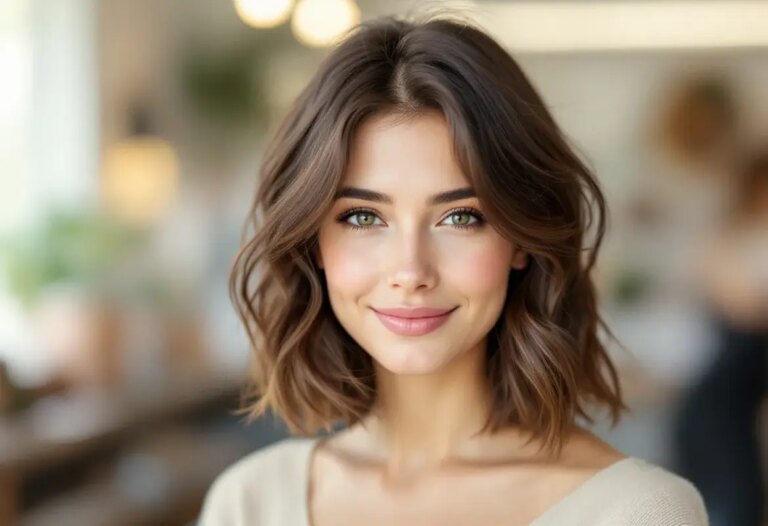 Carré dégradé coupe cheveux mi long dégradé effilé avec frange